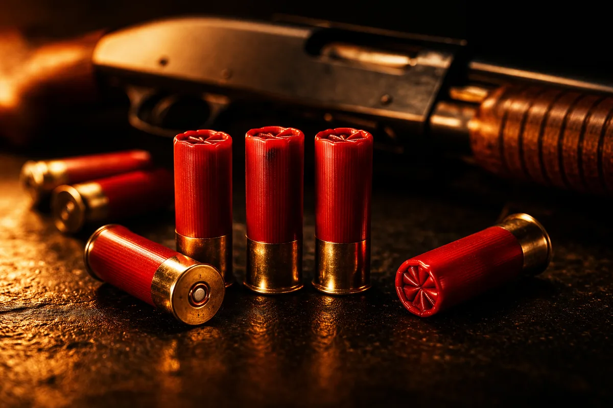 Shotgun with 12 gauge shells